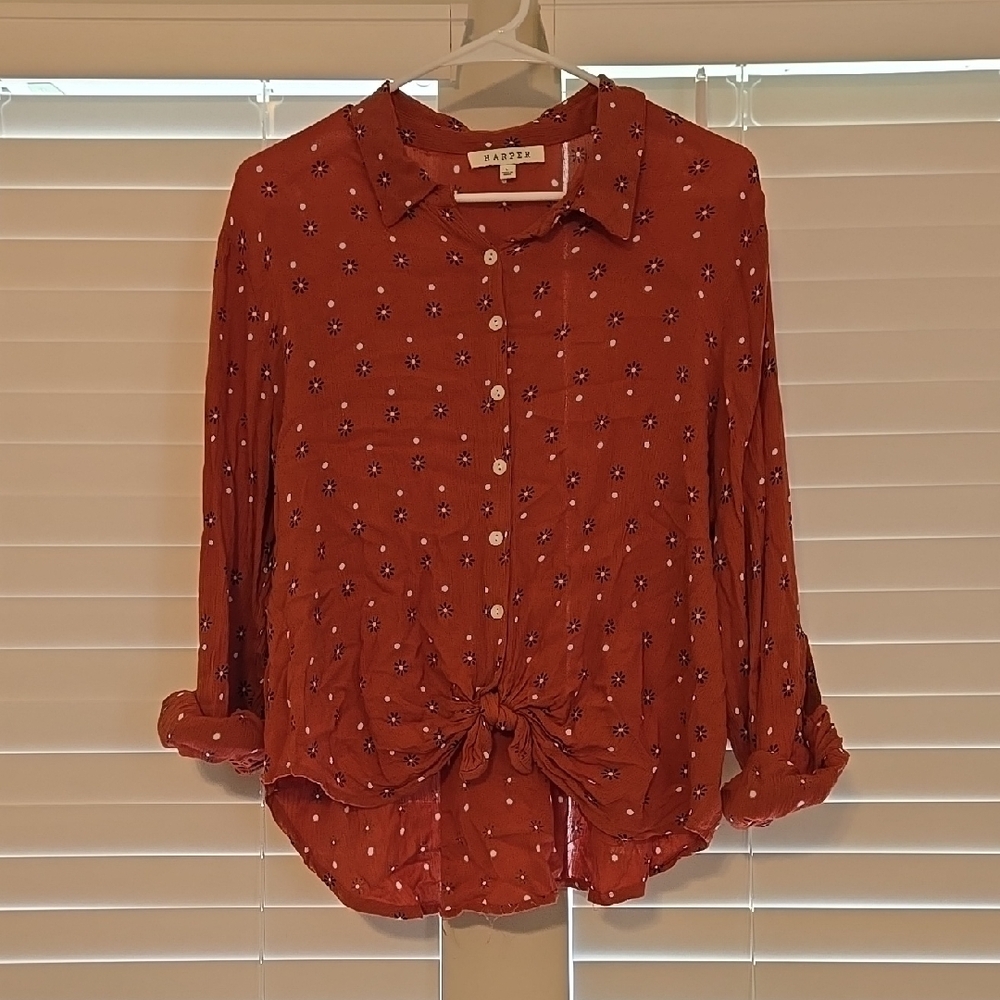 Women's Rust Button-Up Top
